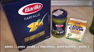 Makarona me pesto dhe pana  Farfalle with pesto  Easy pasta [upl. by Blinny]