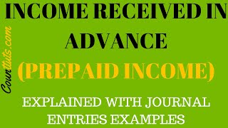 Income Received In Advance Prepaid Income  Explained with Journal Entries Examples [upl. by Carlina]