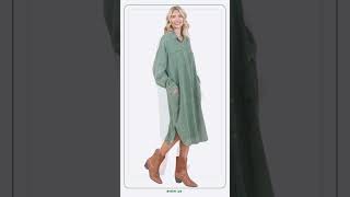 Womens Mineral Wash Cotton Gauze Midi Shirt Dress womensfashion fashion onlinewomenswear dress [upl. by Ennove]