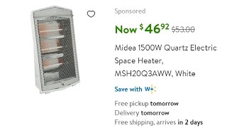 Midea Quartz Radiant Heater REVIEW 4699 at WalMart [upl. by Ecniv]