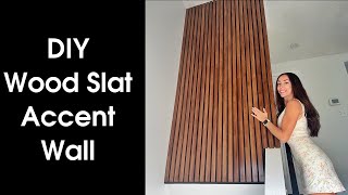 How to Build a Wood Slat Accent Wall  DIY Modern Design [upl. by Rorie]