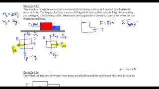 Chapter 4 Example 13 Two blocks in contact with each other on frictionless surface [upl. by Zitvaa]