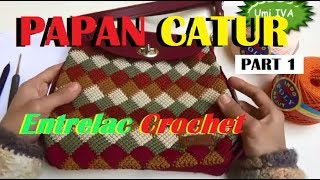 Crochet Entrelac Bag in a Round  Tutorial Merajut Motif Papan Catur PART 1 [upl. by Berny]