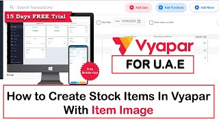 How to Create Stock Items In Vyapar With Item Image [upl. by Ladiv]