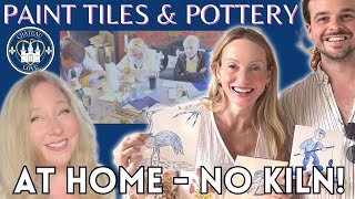 HOW TO Make HANDPAINTED TILES amp POTTERY at HOME without a KILN TheChateauDiaries [upl. by Reh]