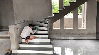 Technical Technology For Construction Of Granite Stairs  How To Install Stone Stairs Properly [upl. by Jem]