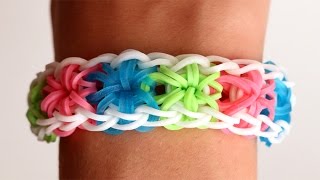 Rainbow Loom English  STARBURST  Loom Bands easy how to DIY [upl. by Corri413]