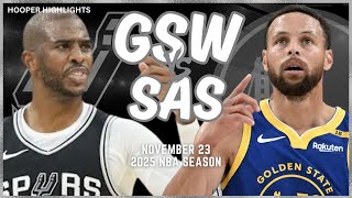 Golden State Warriors vs San Antonio Spurs Full Game Highlights  Nov 23  2025 NBA Season [upl. by Hanahs]