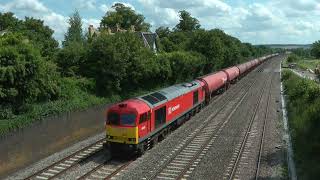 DB 60020 on ThealeRobertson oil train at Cholsey 07Aug14 [upl. by Dimo]