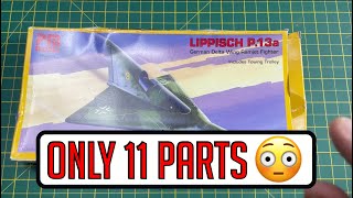 Only 11 Parts Lippisch P 13a PM Models 172 Scale Model Kit [upl. by Aerdma982]