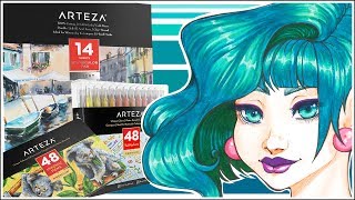 Arteza TwiMarkers  Arteza Inkonic Fineliners  Expert Watercolor Pad  Product Review [upl. by Yehsa]