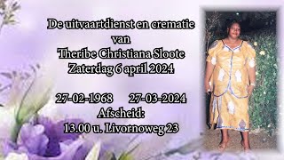 De uitvaartdienst en crematie van Theribe Christiana Sloote Zaterdag 6 april 2024 [upl. by Athelstan]