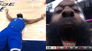 James Harden does snow angels on court after hitting 4 straight threes vs Pacers [upl. by Cari]