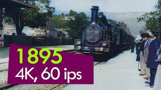 4K 60 ips couleurs amp sons Arrivée d’un train à La Ciotat 1895 [upl. by Kata569]