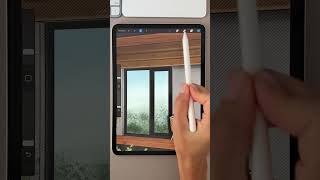 Final Touch Adding glass to complete the house Sketch on iPad Procreate app [upl. by Eekorehc]