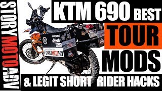 BEST KTM 690 Enduro R TOURING MODS Affordable   Short Rider Hacks [upl. by Ehcram699]