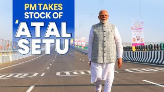 PM Modi walks on the newly built Atal Setu in Mumbai [upl. by Iverson]