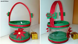 Dulcero o Canasta Navideña De Botella  Manualidades navideñas Para Niños Diy Bolsita Navideña [upl. by Macfadyn228]