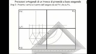 Proiezioni ortogonali di un tronco di piramide a base esagonale [upl. by Hayikat]