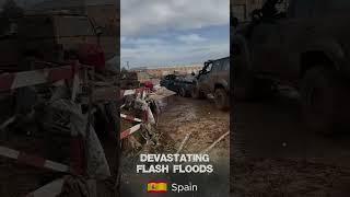 Cars wrecked by flooding  Devastating Flash Floods in Spain 2024 flashflood flooding shorts [upl. by Ulani]