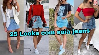 Looks com saia jeans  Ideias de looks para se inspirar [upl. by Faydra889]