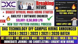 🔥 FINALLY DXC TECHNOLOGY OFFICIAL MASS HIRING ANNOUNCED  OFF CAMPUS DRIVE 2024  2023  2022 BATCH [upl. by Worthy]