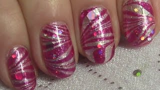 Pink Water Marble Glass Nails tutorial for short nails with nail polish [upl. by Enitsirc]