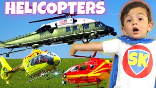 Helicopters For Kids  Fire Helicopters Police amp Rescue Helicopters  Songs For Kids  Pretend Play [upl. by Nohsyt]