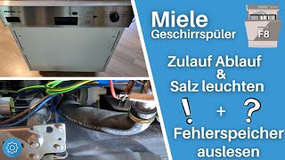 Miele Geschirrspüler Zulauf Ablauf und Salz leuchten  Fehlerspeicher auslesen [upl. by Llorrac99]