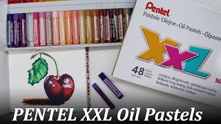 LARGE Pentel Oil Pastels XXL  Review and drawing demo [upl. by Yslek]