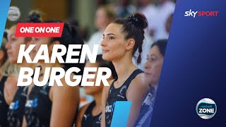 One on one with Karen Burger  ANZ Premiership  Netball Zone [upl. by Llenroc790]