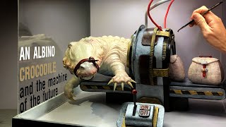 How to make an ALBINO CROCODILE and the machine of the future from Polymer clay Diorama Crocodile [upl. by Rawde]