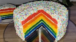 Jak zrobić pyszny tęczowy tort ❤ Rainbow cake❤ Łatwy przepis na tort❤ Tort urodzinowy dla dzieci ❤ [upl. by Nalahs354]