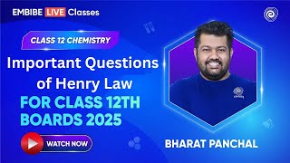 Important Questions of Henry Law  Class 12 Chemistry  By Bharat Panchal Sir [upl. by Aoh943]