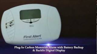 PlugIn Carbon Monoxide Alarm with Battery Backup amp Backlit Digital Display CO615 [upl. by Heyde443]