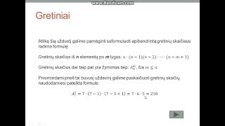 Kombinatorika Gretiniai kėliniai deriniai 1 dalis [upl. by Eilahtan]