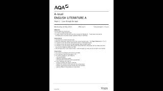 AQA A LEVEL ENGLISH LITERATURE A PAPER 1 QUESTION PAPER 202377121love through the ages [upl. by Ihcehcu886]