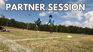 Partner Training Session  Soccer Juggling Heading Touch [upl. by Halfdan]