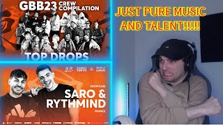 SARO amp Rythmind 🇫🇷  GBB 2023  Showcase and TOP 10 DROPS 🙈 Crew REACTION beatbox reaction [upl. by Assenna]