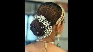 Floral buns hairstyles for Indian bride 2024♥️👌👍shortshairstyleweddinghairbun [upl. by Burget]