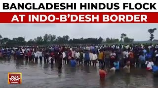 Bangladeshi Hindus Flock At IndoBangladesh Border BSF Troops Deployed To Control Crowd At Border [upl. by Valdis238]