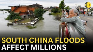 China Floods Heavy rains flood streets and trap hundreds in southern region of China  WION LIVE [upl. by Lord931]