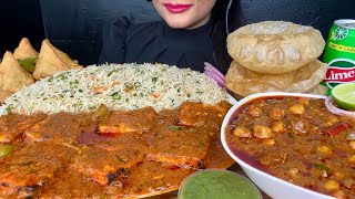 ASMR EATING SAMOSAVEG FRIEDRICEPANEER TIKKA MASALAPURICHANNA MASALA MUKBANG [upl. by Nireil562]