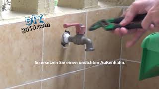 Auslaufhahn wechseln undichten  Garten wasserhahn anschluss  Außenwasserhahn austauschen [upl. by Hadsall]