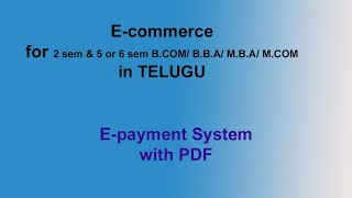 Epayment System in Ecommerce in Telugu [upl. by Glasgo]