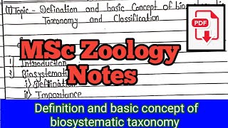 MSc Zoology Definition and Basic Concept of Biosystematic taxonomy and classification [upl. by Cerellia]