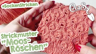 Sockenmuster Moosröschen  Strickmuster in Runden [upl. by Odlaw122]