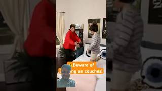 BEWARE  dont jump mom couch🤯 shorts mom greenscreen reaction [upl. by Sundstrom]