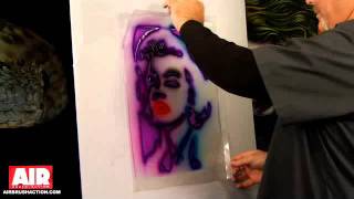 Gary Worthington TShirt Airbrush Demo Marilyn Monroe [upl. by Rabbaj]