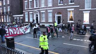 Besiktas fans march down Liverpools Rodney Street [upl. by Locin]